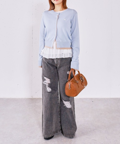 archives（アルシーヴ）の「【ＯＮかわ】配色レイヤードニットカーディガン（カーディガン/ボレロ・レディース・ブルー/グレー/アイボリー/ネイビー・MEDIUM）」の17枚目の写真