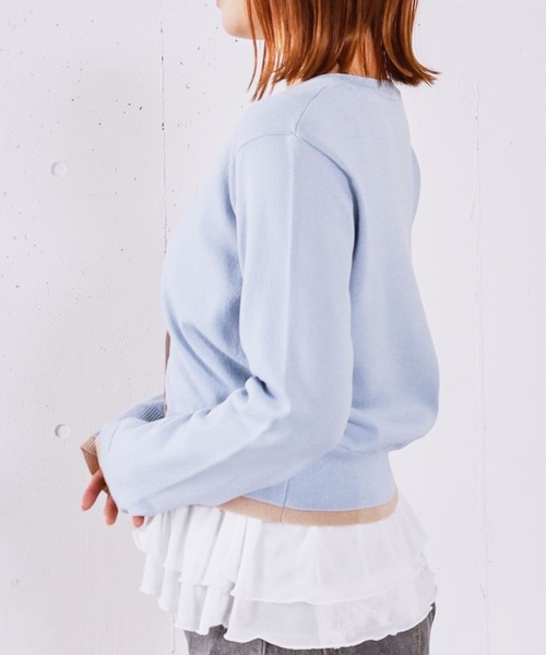 archives（アルシーヴ）の「【ＯＮかわ】配色レイヤードニットカーディガン（カーディガン/ボレロ・レディース・ブルー/グレー/アイボリー/ネイビー・MEDIUM）」の14枚目の写真