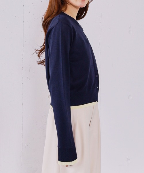 archives（アルシーヴ）の「【ＯＮかわ】配色レイヤードニットカーディガン（カーディガン/ボレロ・レディース・ブルー/グレー/アイボリー/ネイビー・MEDIUM）」の22枚目の写真