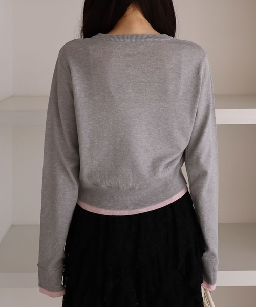 archives（アルシーヴ）の「【ＯＮかわ】配色レイヤードニットカーディガン（カーディガン/ボレロ・レディース・ブルー/グレー/アイボリー/ネイビー・MEDIUM）」の8枚目の写真