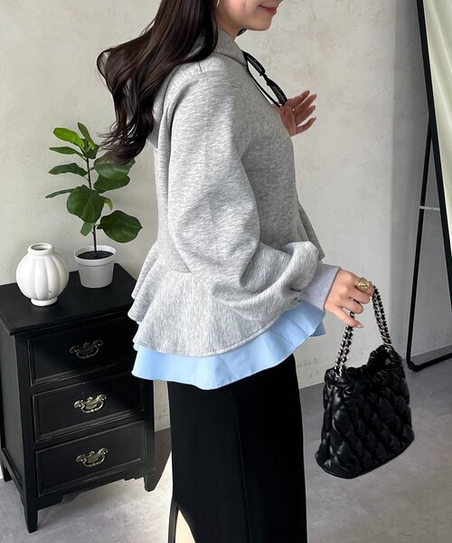 prose verse(プロズヴェール)の「裾レイヤードフリルペプラムパーカー(パーカー・レディース・ブラック/グレー・LARGE/MEDIUM)」の8枚目の写真