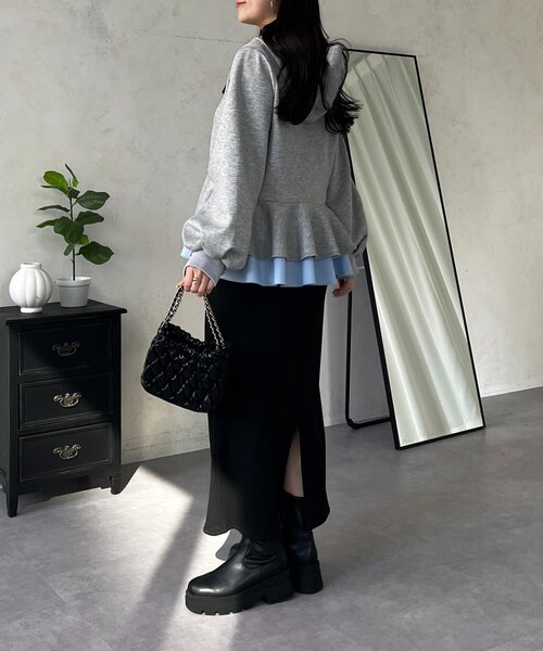 prose verse(プロズヴェール)の「裾レイヤードフリルペプラムパーカー(パーカー・レディース・ブラック/グレー・LARGE/MEDIUM)」の14枚目の写真