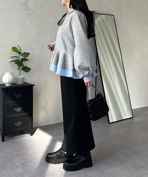 prose verse(プロズヴェール)の「裾レイヤードフリルペプラムパーカー(パーカー・レディース・ブラック/グレー・LARGE/MEDIUM)」の15枚目の写真