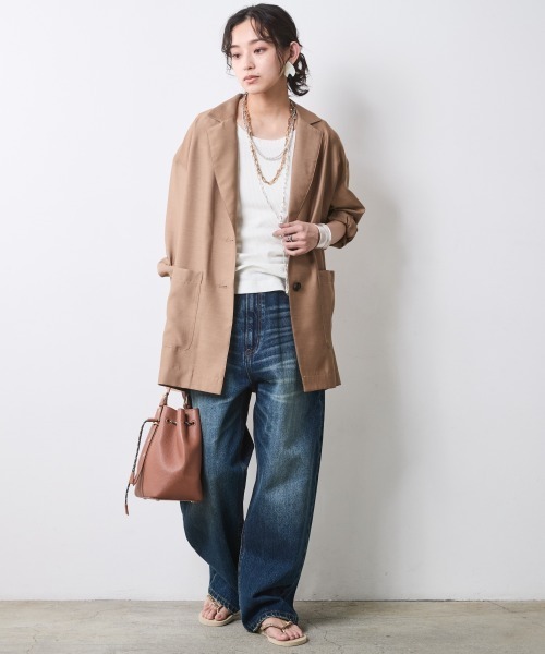 CHIC STYLE（シックスタイル）の「シアーブラウスジャケット＜大きいサイズ有＞シックスタイル（テーラードジャケット・レディース・ブラック/モカ・M/L/LL/3L/4L/5L）」の5枚目の写真