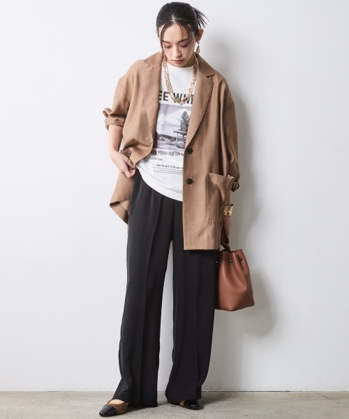 CHIC STYLE（シックスタイル）の「シアーブラウスジャケット＜大きいサイズ有＞シックスタイル（テーラードジャケット・レディース・ブラック/モカ・M/L/LL/3L/4L/5L）」の12枚目の写真