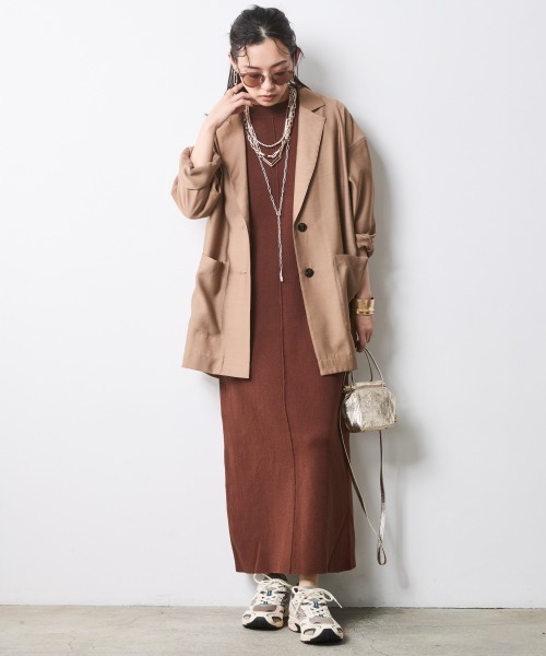 CHIC STYLE（シックスタイル）の「シアーブラウスジャケット＜大きいサイズ有＞シックスタイル（テーラードジャケット・レディース・ブラック/モカ・M/L/LL/3L/4L/5L）」の19枚目の写真