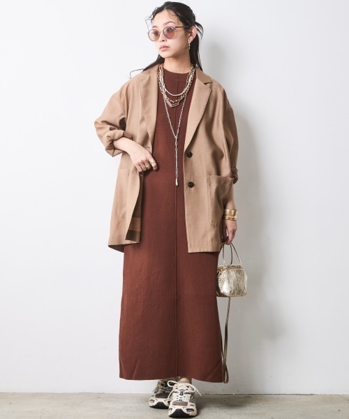 CHIC STYLE（シックスタイル）の「シアーブラウスジャケット＜大きいサイズ有＞シックスタイル（テーラードジャケット・レディース・ブラック/モカ・M/L/LL/3L/4L/5L）」の20枚目の写真