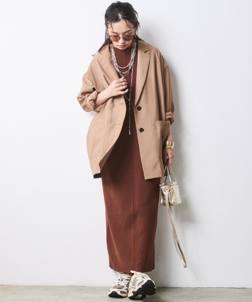 CHIC STYLE（シックスタイル）の「シアーブラウスジャケット＜大きいサイズ有＞シックスタイル（テーラードジャケット・レディース・ブラック/モカ・M/L/LL/3L/4L/5L）」の21枚目の写真