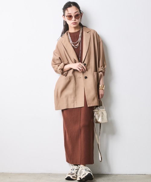 CHIC STYLE（シックスタイル）の「シアーブラウスジャケット＜大きいサイズ有＞シックスタイル（テーラードジャケット・レディース・ブラック/モカ・M/L/LL/3L/4L/5L）」の22枚目の写真