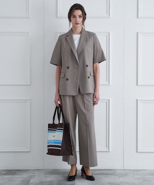 DRESSTERIOR（ドレステリア）の「【セットアップ可】ウォッシャブルハーフスリーブダブルジャケット（テーラードジャケット・レディース・ダークグレー/ベージュ/ライトブルー・40/38/36/34）」の12枚目の写真