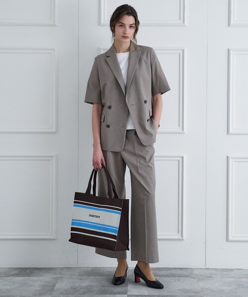DRESSTERIOR（ドレステリア）の「【セットアップ可】ウォッシャブルハーフスリーブダブルジャケット（テーラードジャケット・レディース・ダークグレー/ベージュ/ライトブルー・40/38/36/34）」の13枚目の写真