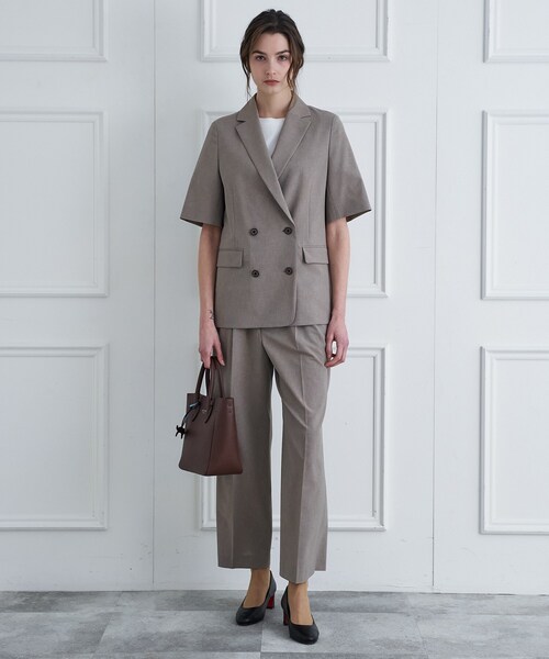 DRESSTERIOR（ドレステリア）の「【セットアップ可】ウォッシャブルハーフスリーブダブルジャケット（テーラードジャケット・レディース・ダークグレー/ベージュ/ライトブルー・40/38/36/34）」の14枚目の写真