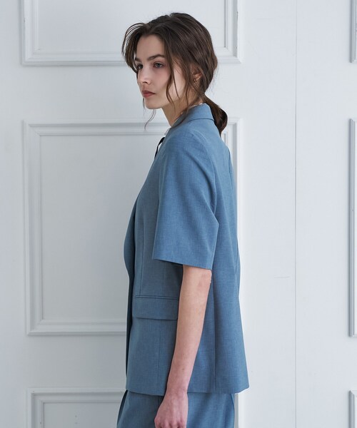 DRESSTERIOR（ドレステリア）の「【セットアップ可】ウォッシャブルハーフスリーブダブルジャケット（テーラードジャケット・レディース・ダークグレー/ベージュ/ライトブルー・40/38/36/34）」の19枚目の写真