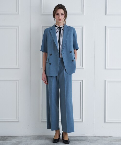 DRESSTERIOR（ドレステリア）の「【セットアップ可】ウォッシャブルハーフスリーブダブルジャケット（テーラードジャケット・レディース・ダークグレー/ベージュ/ライトブルー・40/38/36/34）」の20枚目の写真