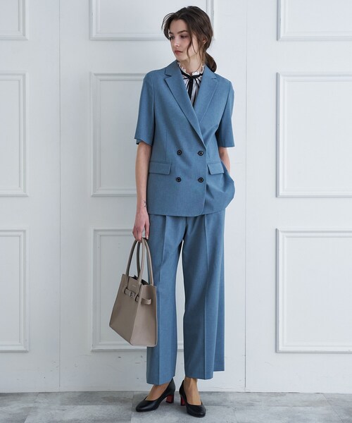 DRESSTERIOR（ドレステリア）の「【セットアップ可】ウォッシャブルハーフスリーブダブルジャケット（テーラードジャケット・レディース・ダークグレー/ベージュ/ライトブルー・40/38/36/34）」の22枚目の写真