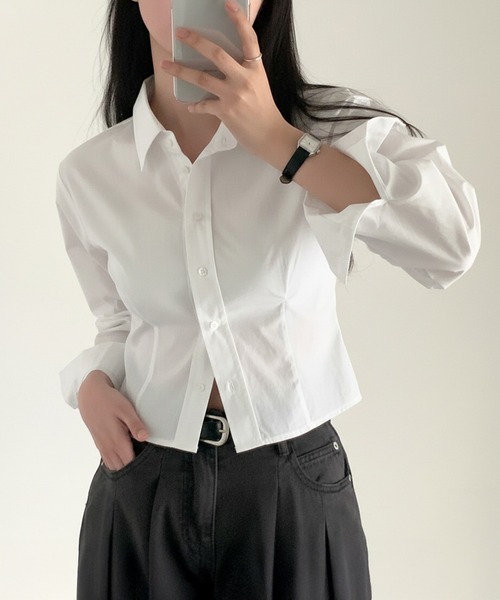 by LEGNA(バイレグナ)の「立体シルエットクロップドシャツ(シャツ/ブラウス・レディース・ブルー/ホワイト・SMALL/MEDIUM/X-LARGE/LARGE)」の16枚目の写真