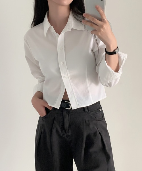 by LEGNA(バイレグナ)の「立体シルエットクロップドシャツ(シャツ/ブラウス・レディース・ブルー/ホワイト・SMALL/MEDIUM/X-LARGE/LARGE)」の17枚目の写真