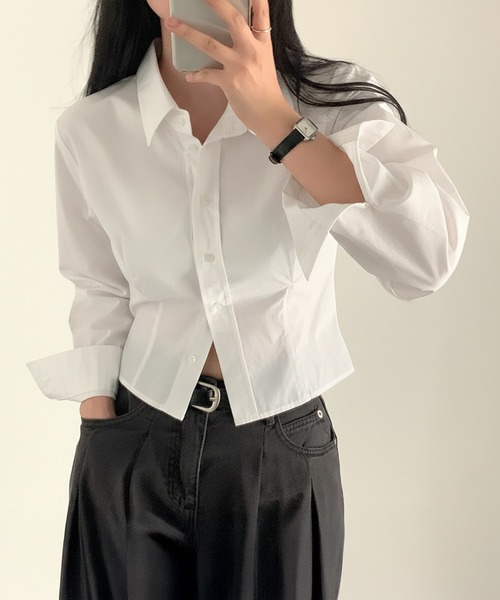by LEGNA(バイレグナ)の「立体シルエットクロップドシャツ(シャツ/ブラウス・レディース・ブルー/ホワイト・SMALL/MEDIUM/X-LARGE/LARGE)」の19枚目の写真