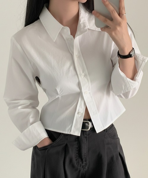 by LEGNA(バイレグナ)の「立体シルエットクロップドシャツ(シャツ/ブラウス・レディース・ブルー/ホワイト・SMALL/MEDIUM/X-LARGE/LARGE)」の4枚目の写真