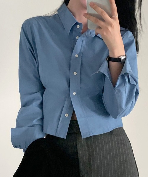by LEGNA(バイレグナ)の「立体シルエットクロップドシャツ(シャツ/ブラウス・レディース・ブルー/ホワイト・SMALL/MEDIUM/X-LARGE/LARGE)」の5枚目の写真