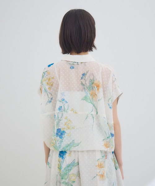 KATHARINE ROSS（キャサリンロス）の「【KATHARINE ROSS】プランタン柄プリントシアーブラウス（シャツ/ブラウス・レディース・アイボリー/チャコールグレー・FREE）」の8枚目の写真