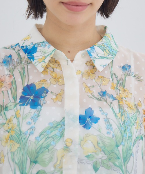 KATHARINE ROSS（キャサリンロス）の「【KATHARINE ROSS】プランタン柄プリントシアーブラウス（シャツ/ブラウス・レディース・アイボリー/チャコールグレー・FREE）」の11枚目の写真