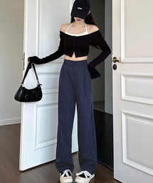 ピンストライプストレートパンツ