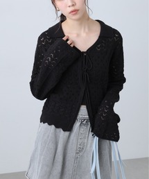 FREE'S MART | ◆透かし編み襟付きニットカーディガン(ニット/セーター)