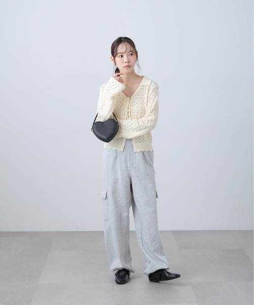 FREE'S MART（フリーズマート）の「◆透かし編み襟付きニットカーディガン（ニット/セーター・レディース・ブラウン/ホワイト/ブルー/ブラック・FREE）」の17枚目の写真