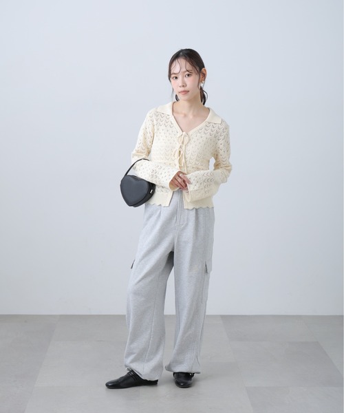 FREE'S MART（フリーズマート）の「◆透かし編み襟付きニットカーディガン（ニット/セーター・レディース・ブラウン/ホワイト/ブルー/ブラック・FREE）」の18枚目の写真