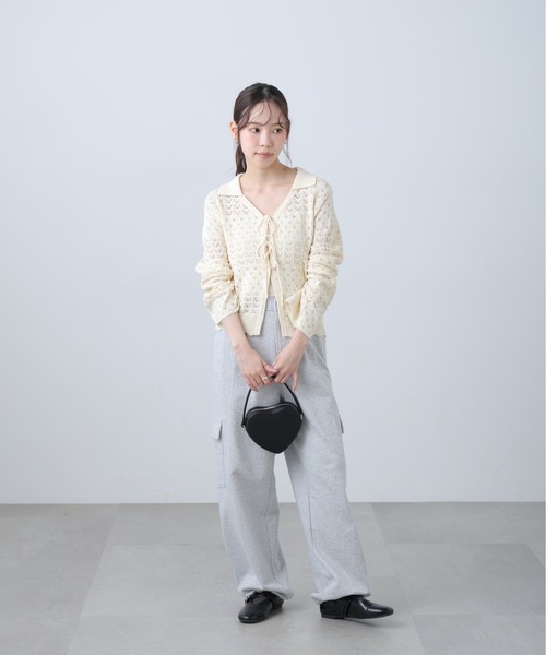 FREE'S MART（フリーズマート）の「◆透かし編み襟付きニットカーディガン（ニット/セーター・レディース・ブラウン/ホワイト/ブルー/ブラック・FREE）」の19枚目の写真