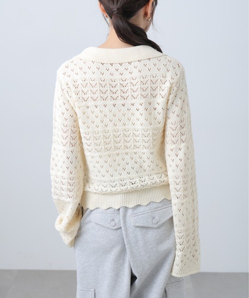 FREE'S MART（フリーズマート）の「◆透かし編み襟付きニットカーディガン（ニット/セーター・レディース・ブラウン/ホワイト/ブルー/ブラック・FREE）」の22枚目の写真