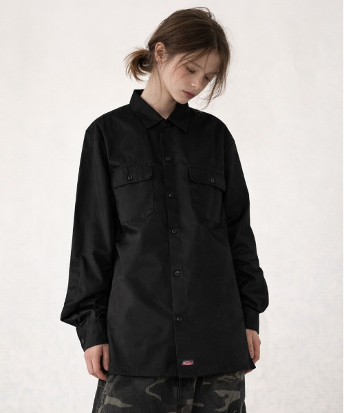Dickies Genuine — джинсовый луз‑силуэт, логотип‑тройник, рабочая рубашка