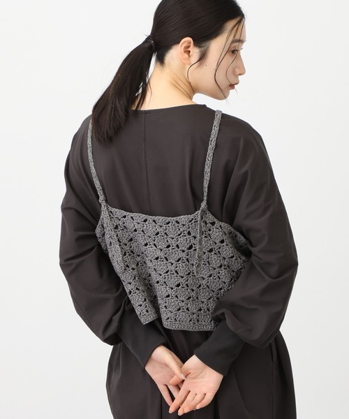 studio CLIP（スタディオクリップ）の「《natural by clip》かぎ針ニットキャミソール（キャミソール・レディース・グレー/アイボリー・FREE）」の3枚目の写真