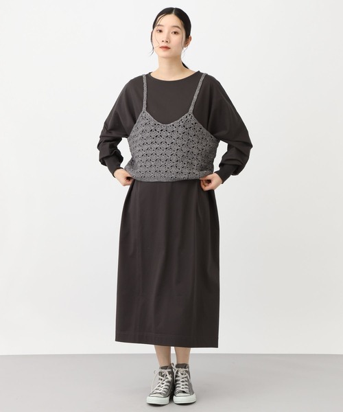 studio CLIP（スタディオクリップ）の「《natural by clip》かぎ針ニットキャミソール（キャミソール・レディース・グレー/アイボリー・FREE）」の4枚目の写真