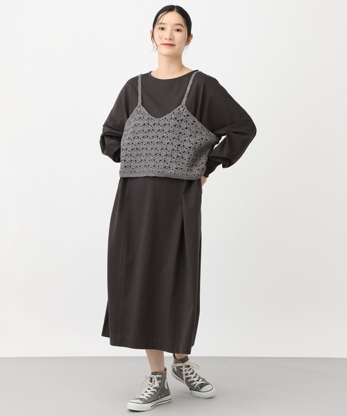 studio CLIP（スタディオクリップ）の「《natural by clip》かぎ針ニットキャミソール（キャミソール・レディース・グレー/アイボリー・FREE）」の5枚目の写真