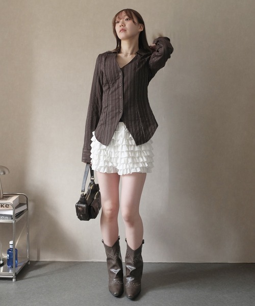 Doula Doula（ドゥーラドゥーラ）の「ティアードフリルショートパンツ（その他パンツ・レディース・ブラック/ホワイト・FREE）」の11枚目の写真