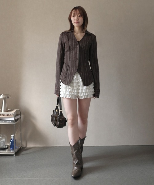 Doula Doula（ドゥーラドゥーラ）の「ティアードフリルショートパンツ（その他パンツ・レディース・ブラック/ホワイト・FREE）」の3枚目の写真