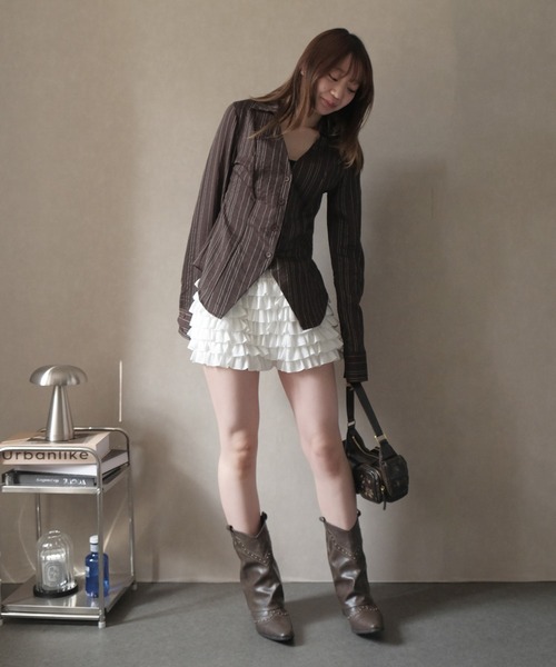 Doula Doula（ドゥーラドゥーラ）の「ティアードフリルショートパンツ（その他パンツ・レディース・ブラック/ホワイト・FREE）」の4枚目の写真