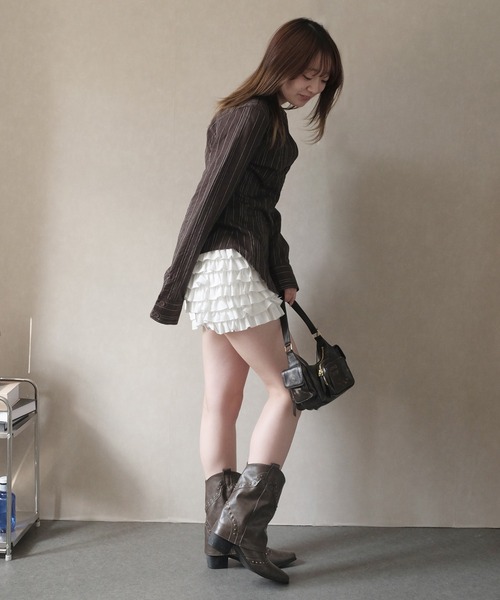 Doula Doula（ドゥーラドゥーラ）の「ティアードフリルショートパンツ（その他パンツ・レディース・ブラック/ホワイト・FREE）」の5枚目の写真