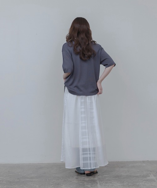 Eimee Law（エイミーロウ）の「マルチTEXフレアスカート（スカート・レディース・オフホワイト/ネイビー・FREE）」の5枚目の写真