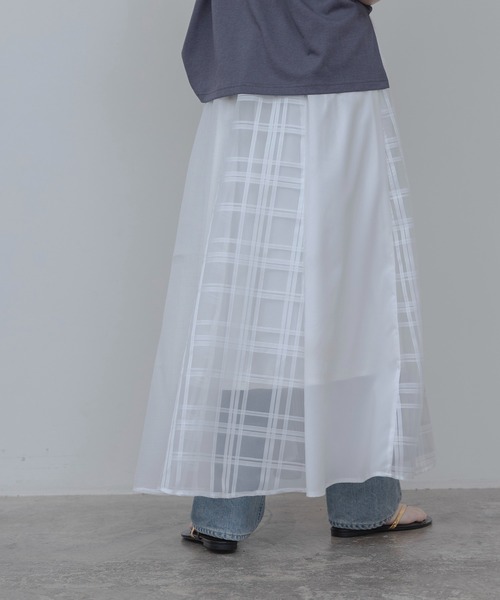 Eimee Law（エイミーロウ）の「マルチTEXフレアスカート（スカート・レディース・オフホワイト/ネイビー・FREE）」の9枚目の写真