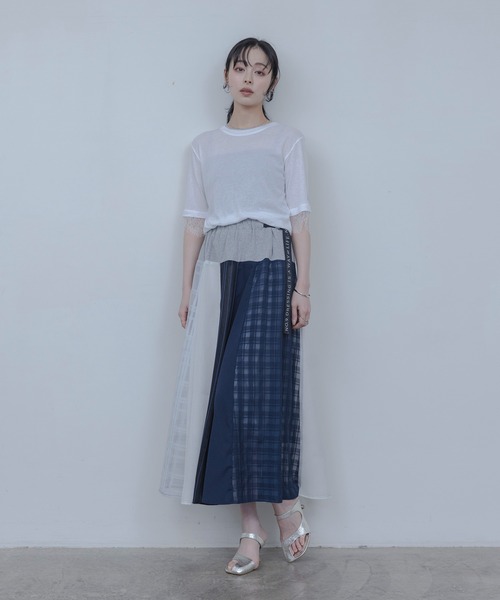 Eimee Law（エイミーロウ）の「マルチTEXフレアスカート（スカート・レディース・オフホワイト/ネイビー・FREE）」の11枚目の写真