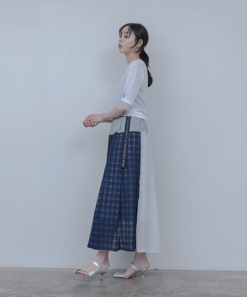 Eimee Law（エイミーロウ）の「マルチTEXフレアスカート（スカート・レディース・オフホワイト/ネイビー・FREE）」の12枚目の写真