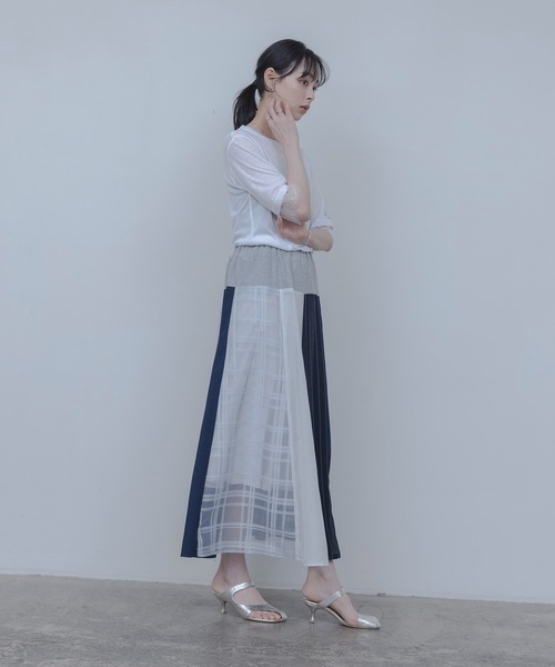 Eimee Law（エイミーロウ）の「マルチTEXフレアスカート（スカート・レディース・オフホワイト/ネイビー・FREE）」の14枚目の写真