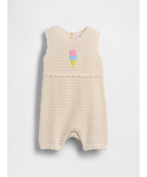 GAP（ギャップ）の「アイスクリーム クロシェ ショートオール (ベビー)（ロンパース・キッズ・アイボリー・60cm/90cm/80ｃｍ/70cm/50cm）」の2枚目の写真