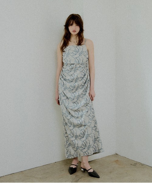 LE'RURE(リルアー)の「Jacquard cami drape dress(ドレス・レディース・ブルー/ブラック/ベージュ系その他・SMALL/MEDIUM/TALL)」の11枚目の写真