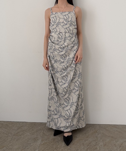 LE'RURE(リルアー)の「Jacquard cami drape dress(ドレス・レディース・ブルー/ブラック/ベージュ系その他・SMALL/MEDIUM/TALL)」の8枚目の写真