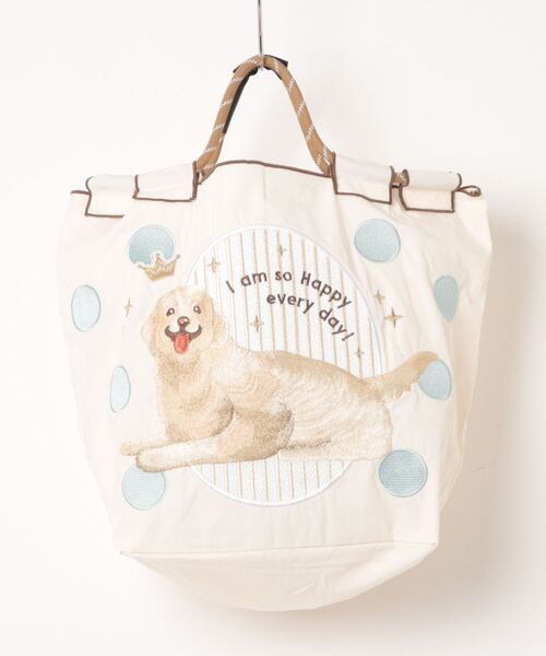 A BAG OF CHIPS(アバッグオブチップス)の「8begin bag(Sサイズ)総刺繍エコバッグ(トートバッグ・レディース・サックスブルー/ブルーグリーン/ブラウン/レッド/ホワイト系その他/ホワイト/ダークブルー/パープル/インディゴブルー/イエロー/ベージュ/ブラック系その他/ナチュラル/アイボリー・FREE)」の3枚目の写真