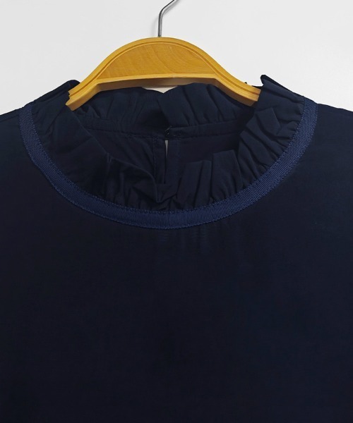 ONEP STAR（ワンピスター）の「ウエストマーク×フリルネックブラウス（シャツ/ブラウス・レディース・ネイビー・MEDIUM/X-LARGE/LARGE）」の11枚目の写真